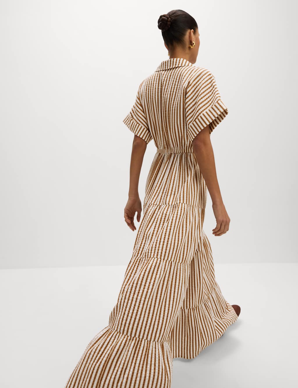 Pure Cotton Printed V-Neck Midaxi Shirt Dress