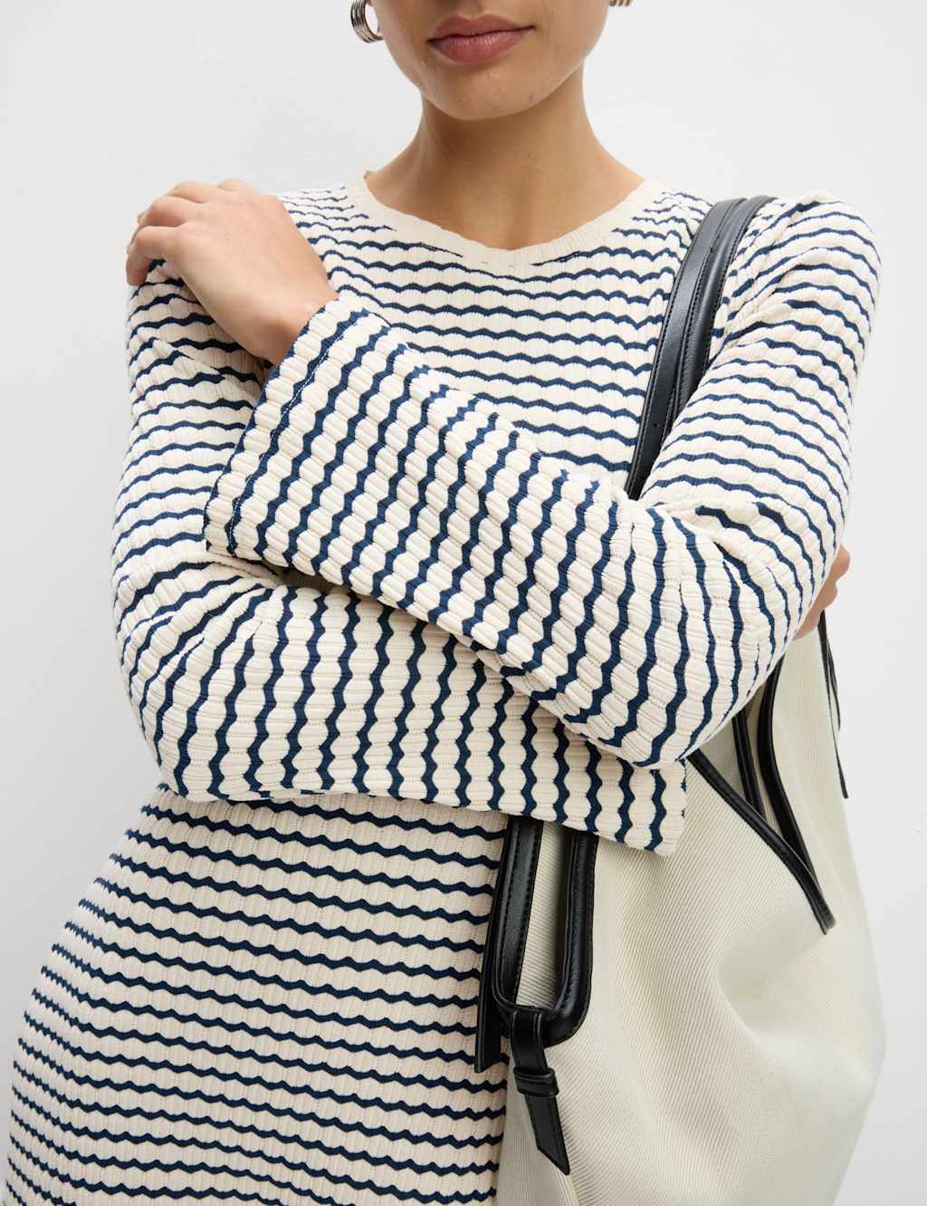 Cotton Blend Striped Mini Skater Dress