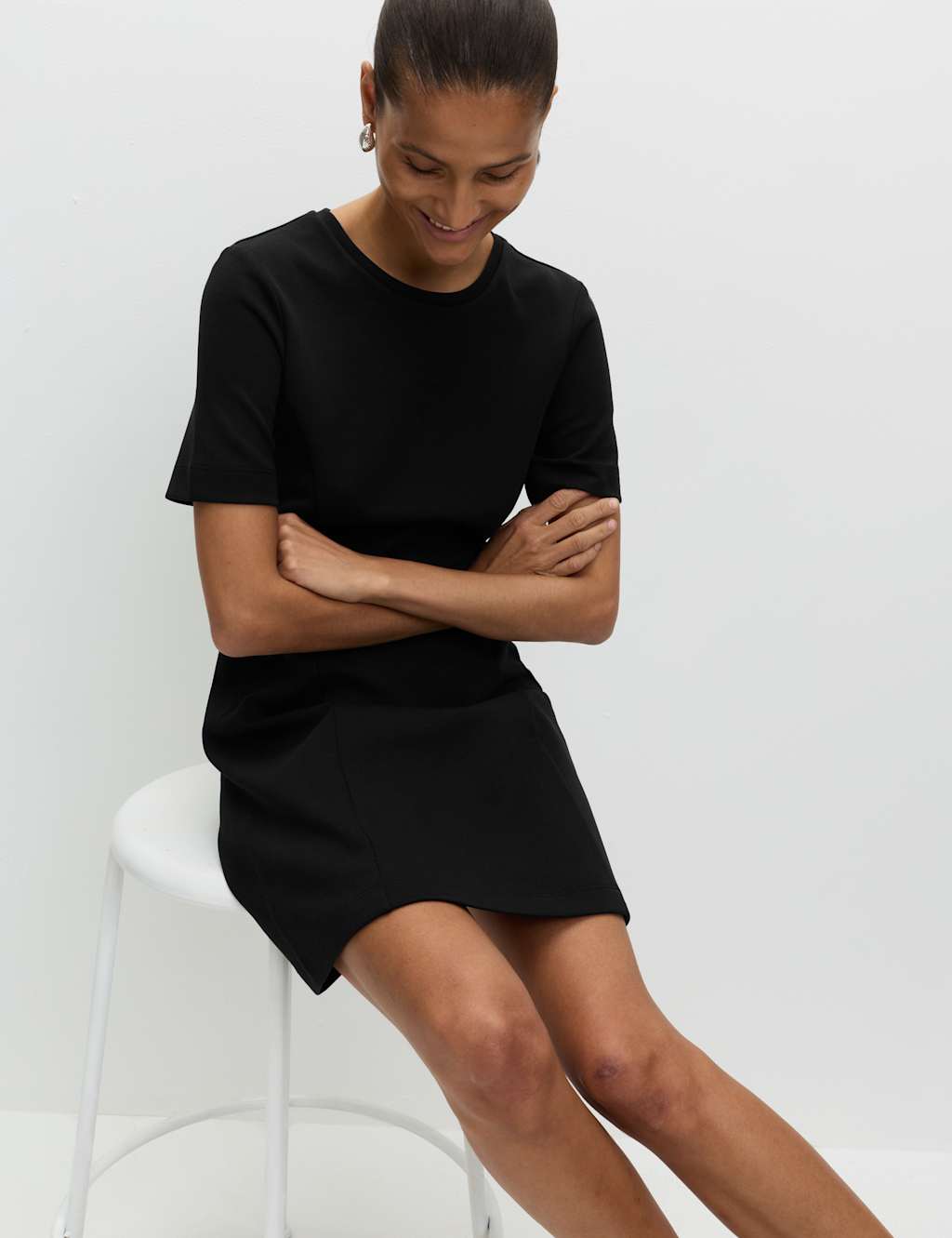 M&S Cotton Rich Jersey Mini Skater Dress Black