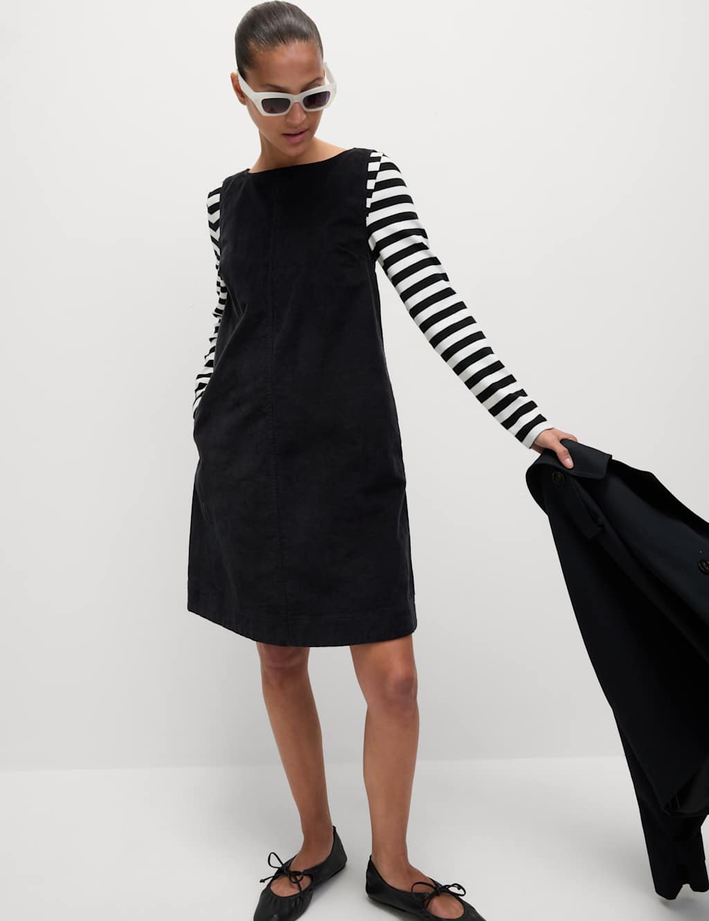 M&S Cotton Rich Mini Shift Dress Black