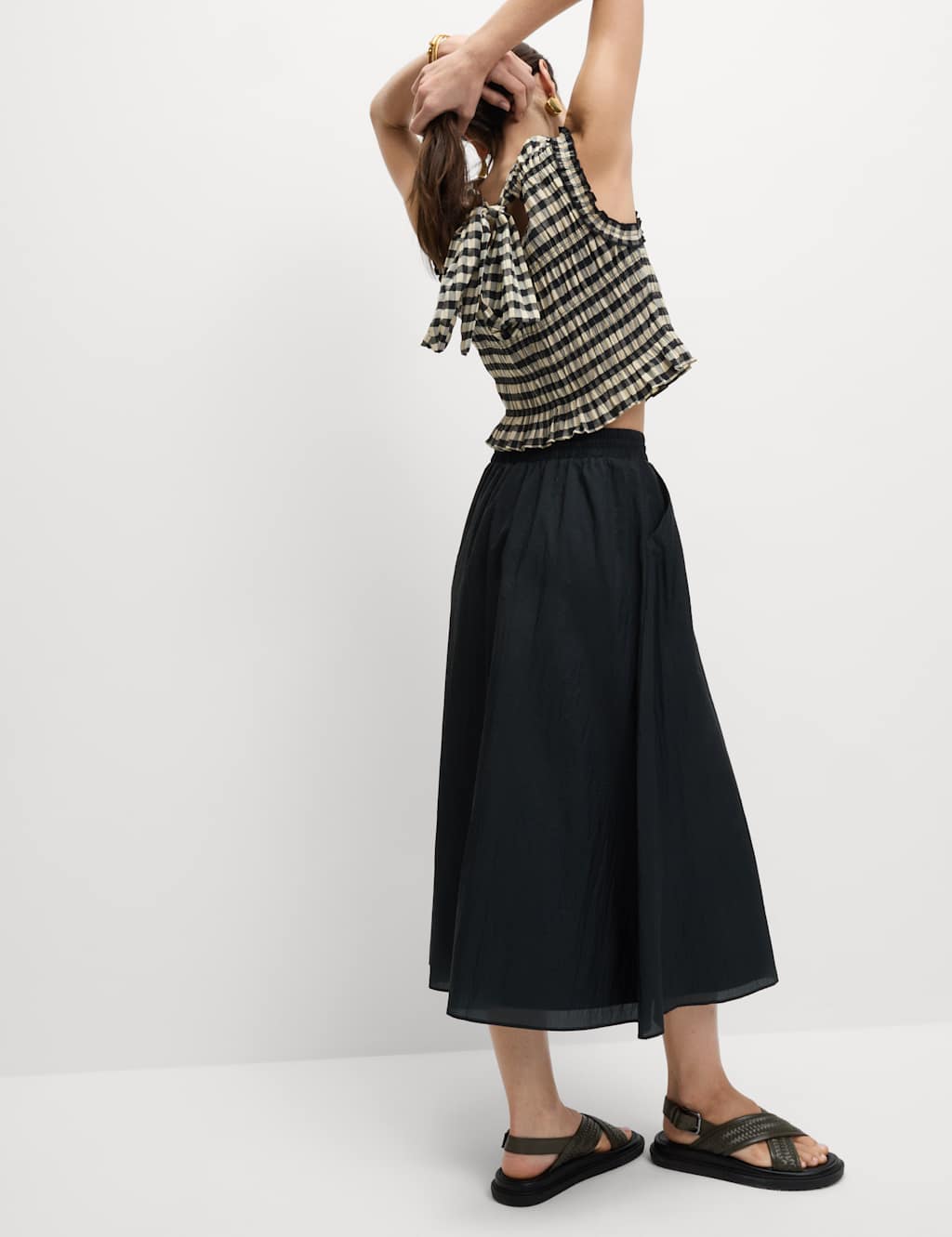 Textured Midi Circle Skirt