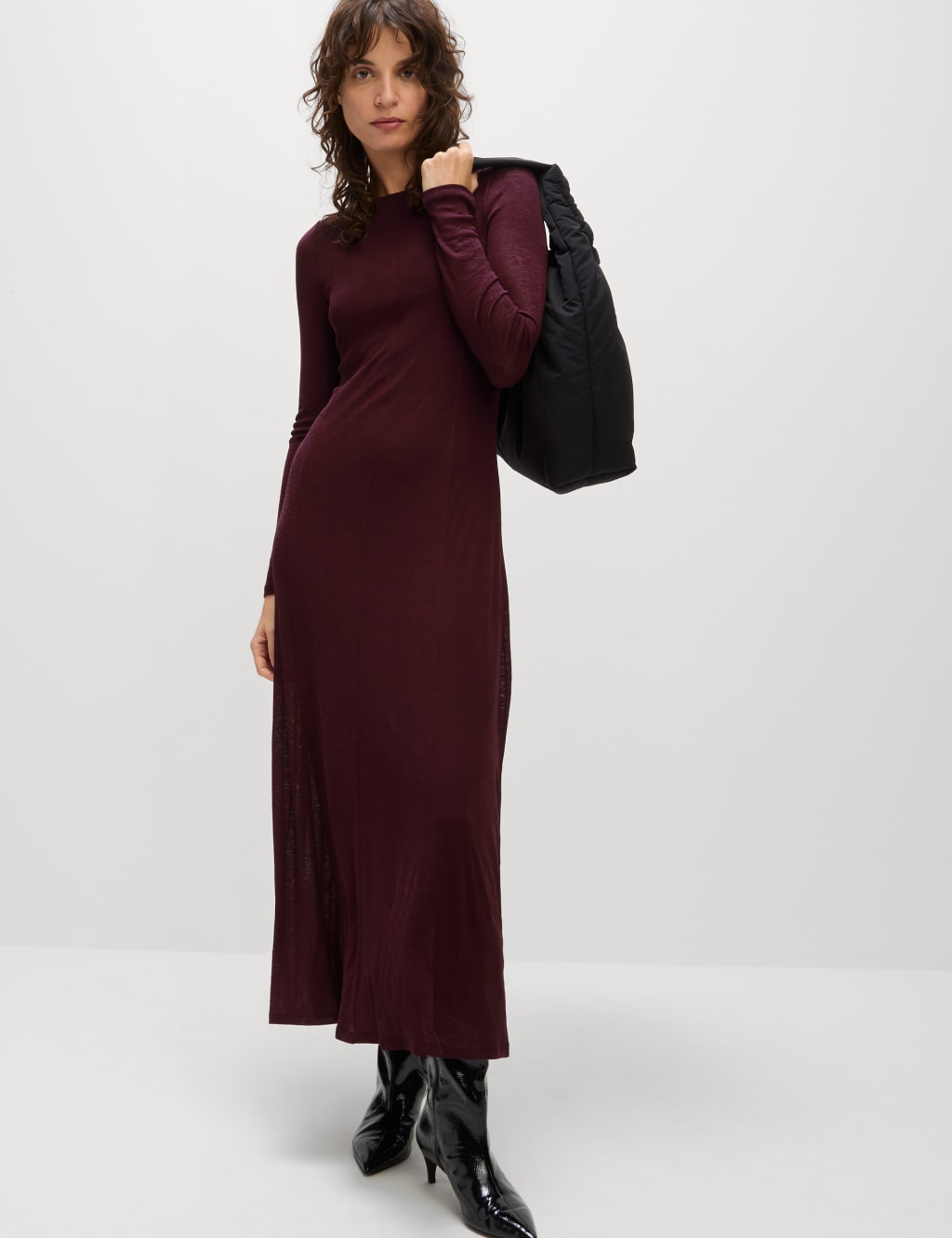 Mesh Jersey Midi Column Dress