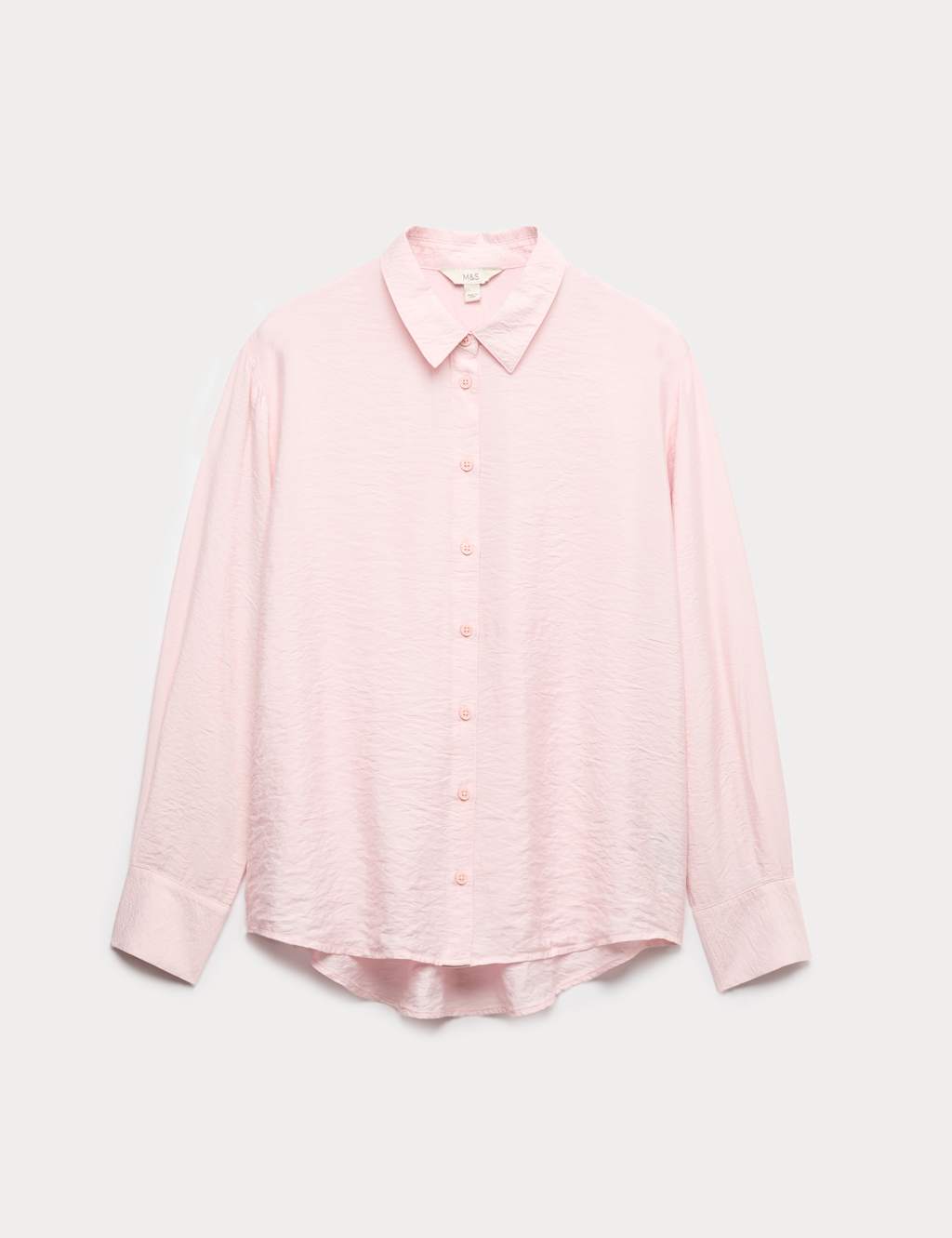 M&S Women's Textured Collared Button Through Shirt - 10 - Pink