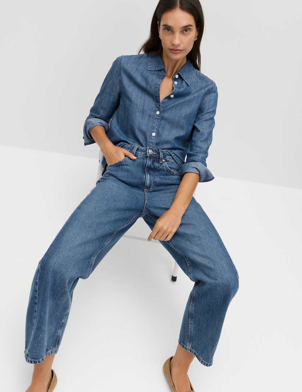 M&S Women's Denim Shirt - 20 - Blue Denim