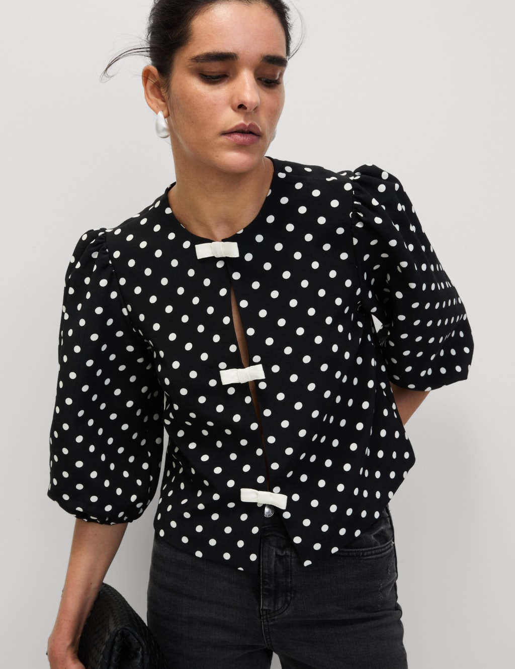 Womens spotty blouses cheap