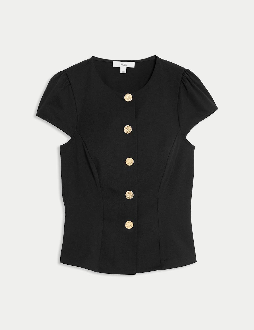 Button Through Cap Sleeve Top