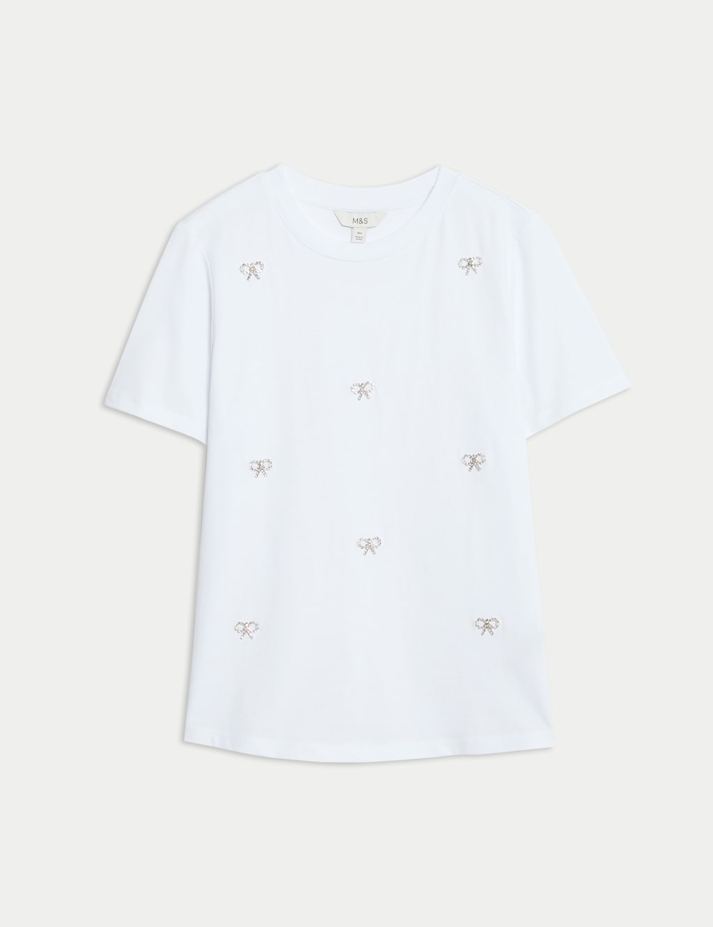 Pure Cotton Bow Detail Embellished Top