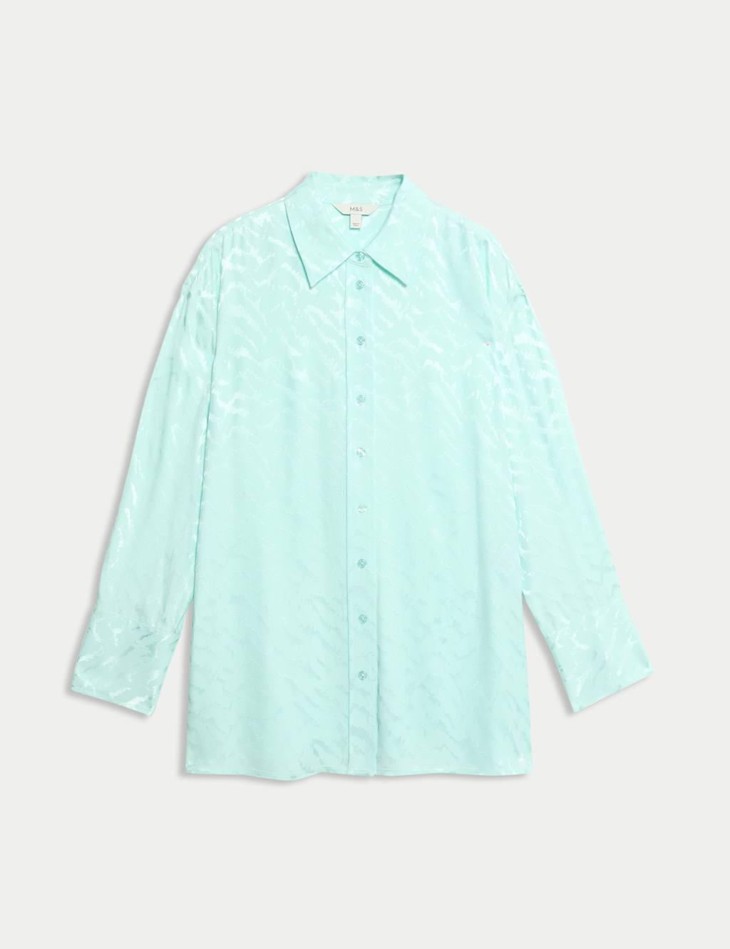 M&S Jacquard Collared Shirt Light Aqua
