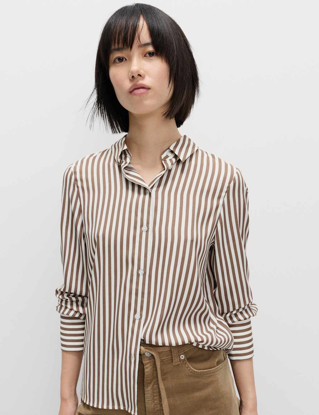 M&S Printed Collared Shirt Brown Mix