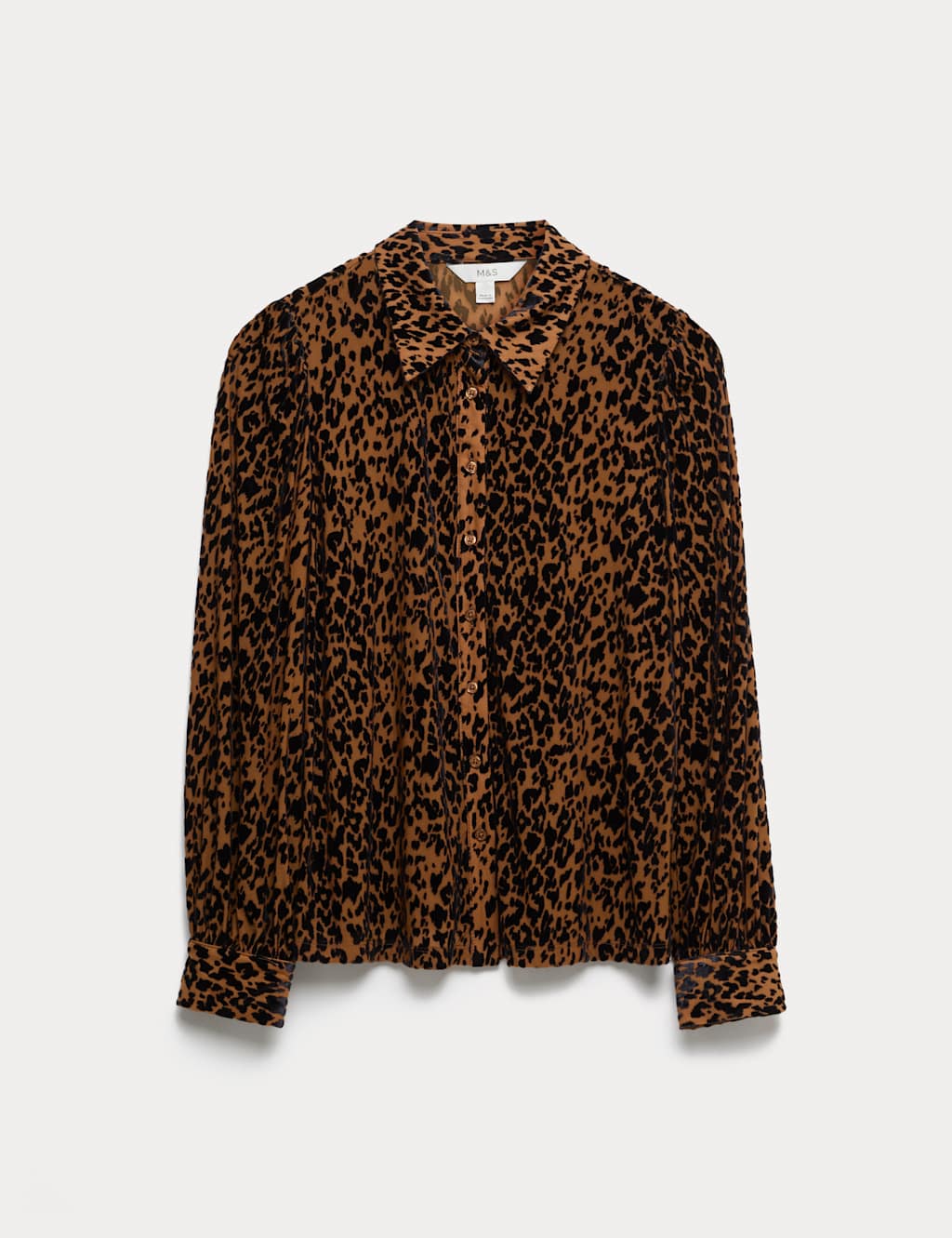 M&S Animal Print Collared Shirt Brown Mix