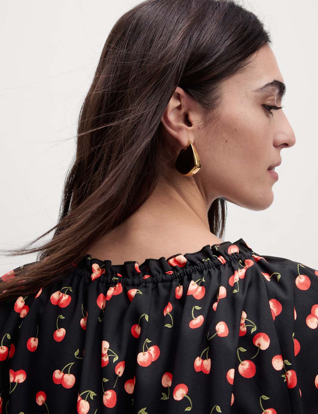 Printed Square Neck Puff Sleeve Blouse