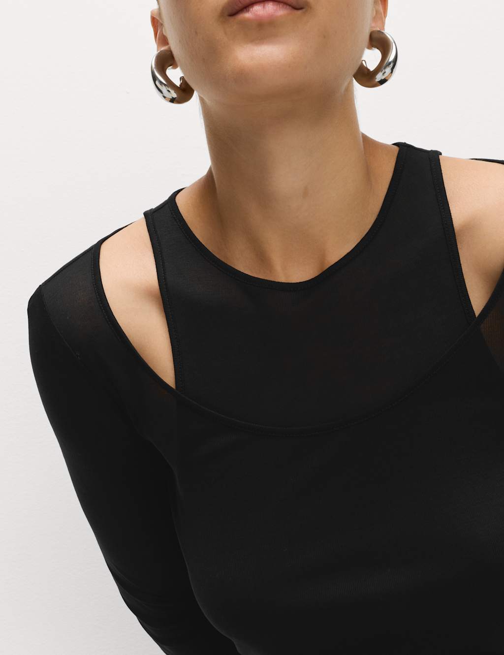 M&S Pure Lyocell Double Layered Top Black