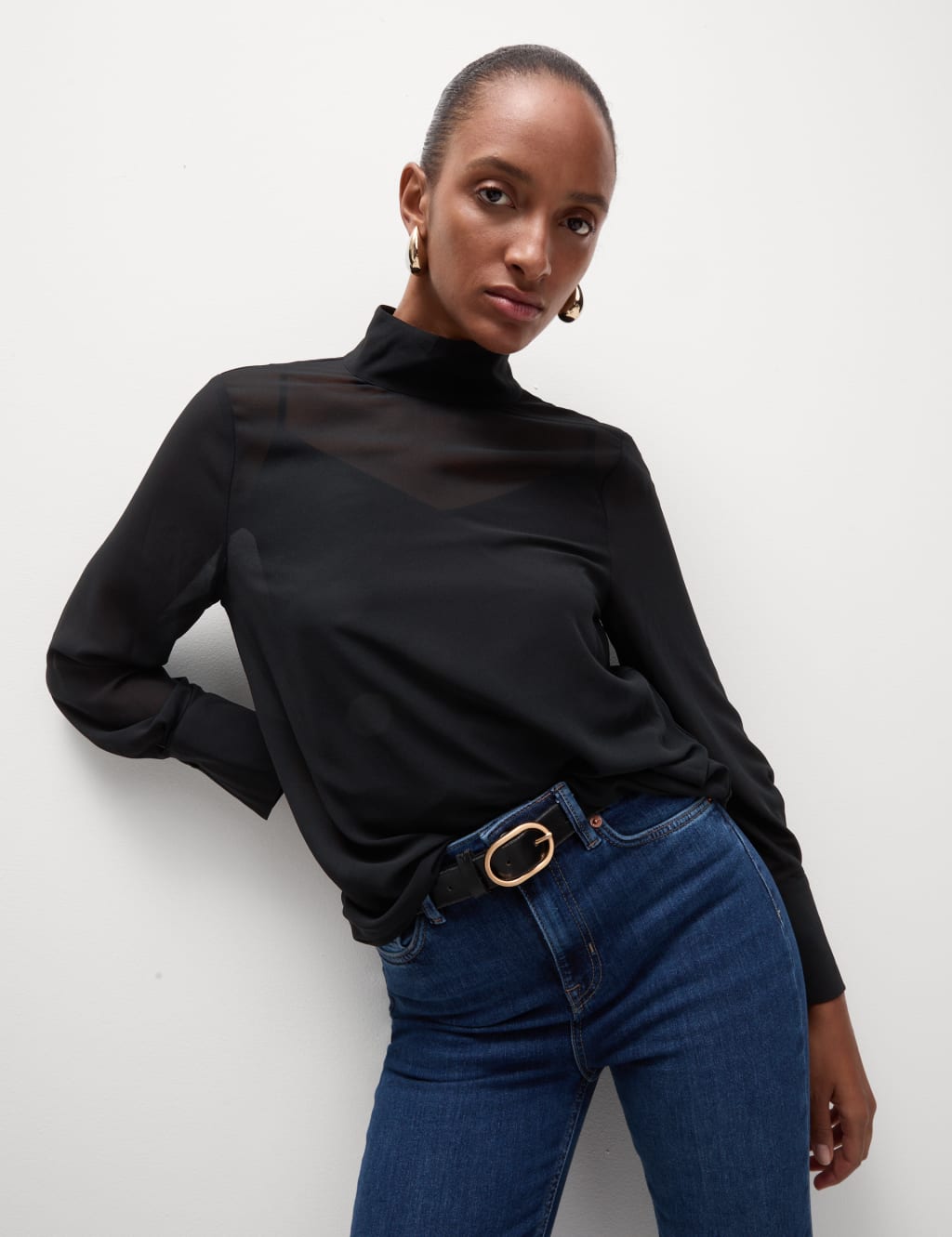 High neck polo top online