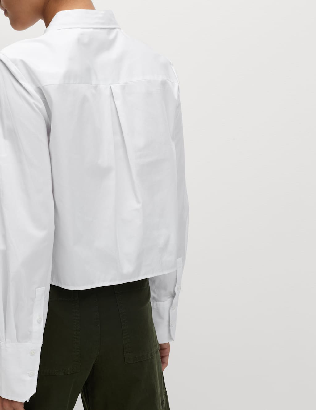 M&S Pure Cotton Cropped Collared Shirt White