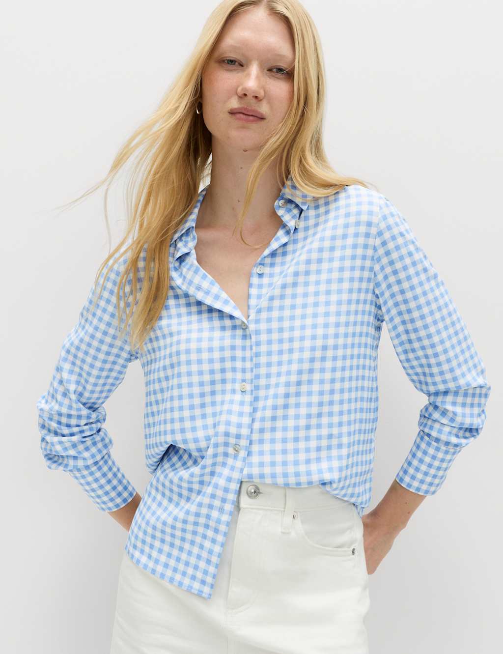 M&S Women's Printed Collared Shirt - 22 - Blue Mix