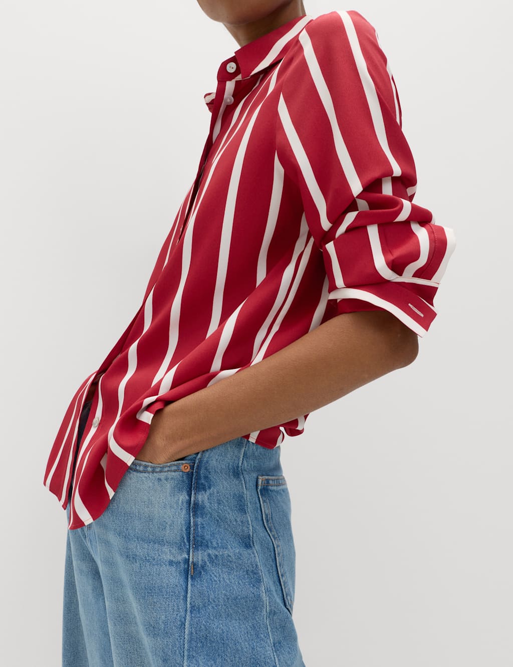 M&S Women's Printed Collared Shirt - 12 - Red Mix