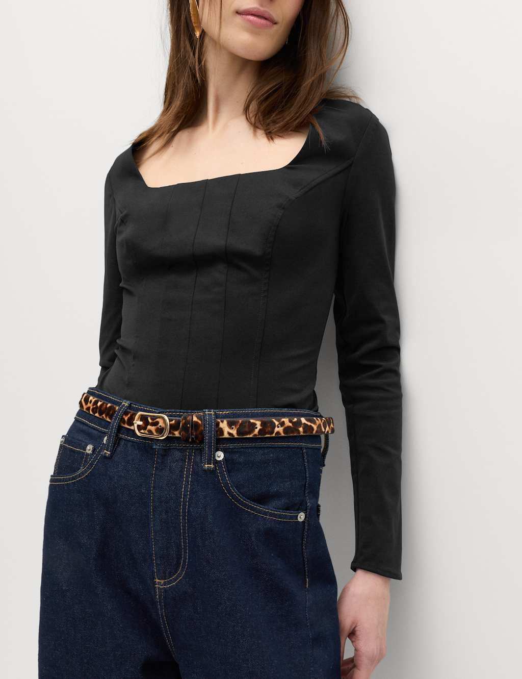 M&S Women's Square Neck Corset Top - 8 - Black