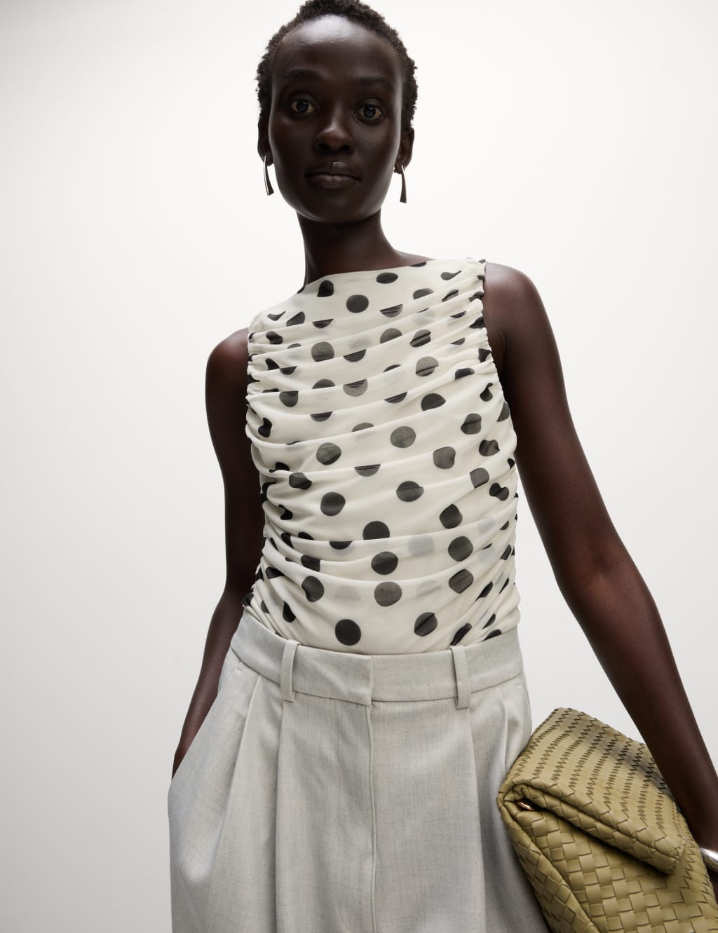 Jersey Polka Dot Regular Fit Sleeveless Top