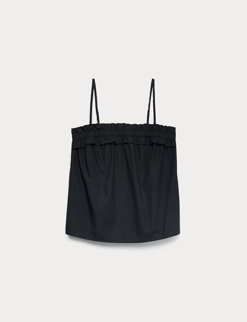 M&S Women's Pure Cotton Ruched Sleeveless Cami Top - 18 - Black