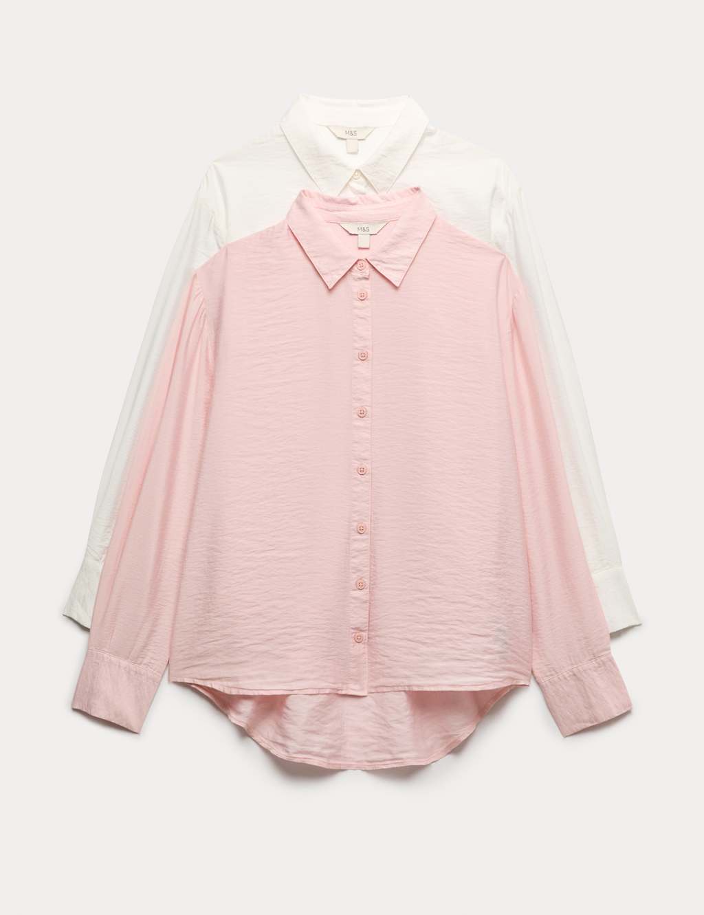 M&S Women's 2 Pack Collared Shirts - 8 - Pink Mix