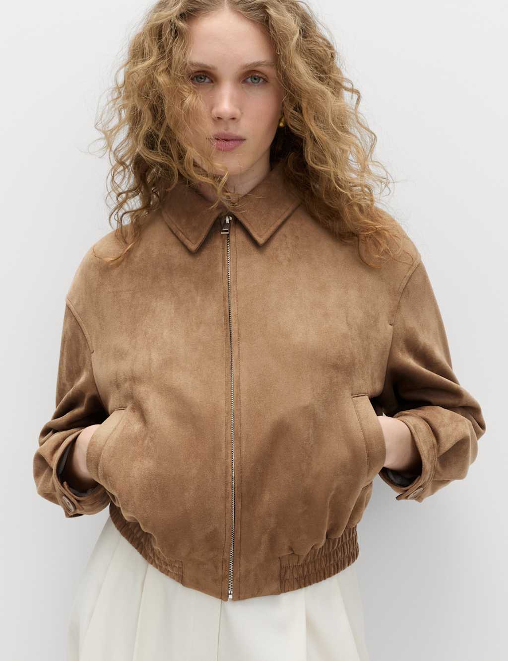 M&S Women's Suedette Harrington Jacket - 10 - Beige