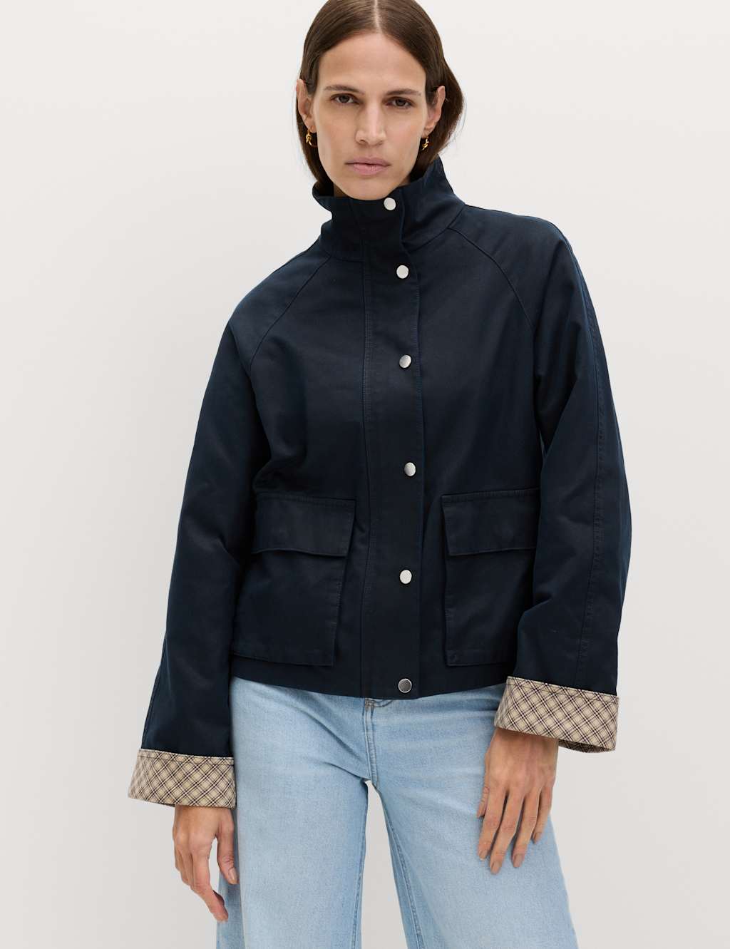 M&S Women's Waxed Cotton Rich Jacket - Small - Midnight Navy