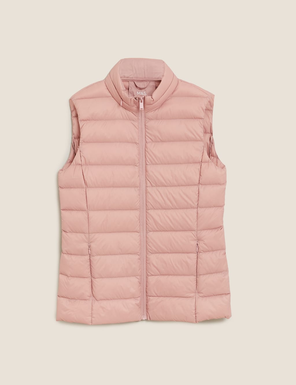 M&S Feather & Down Puffer Gilet Dusted Pink