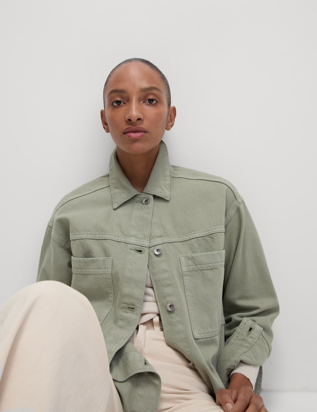 Pure Cotton Denim Relaxed Shacket