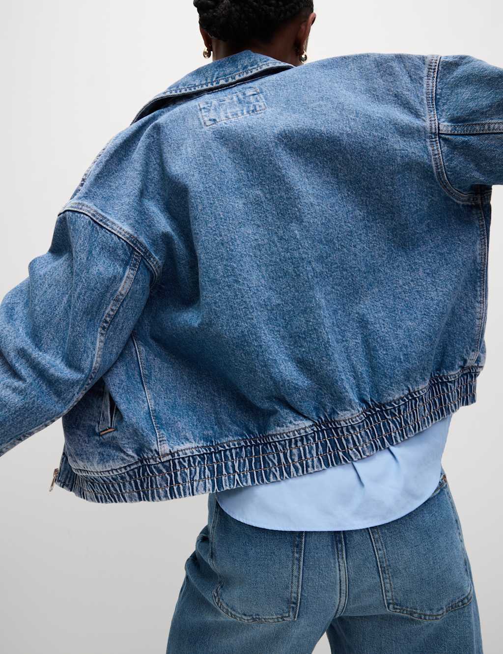 Denim Relaxed Harrington Jacket