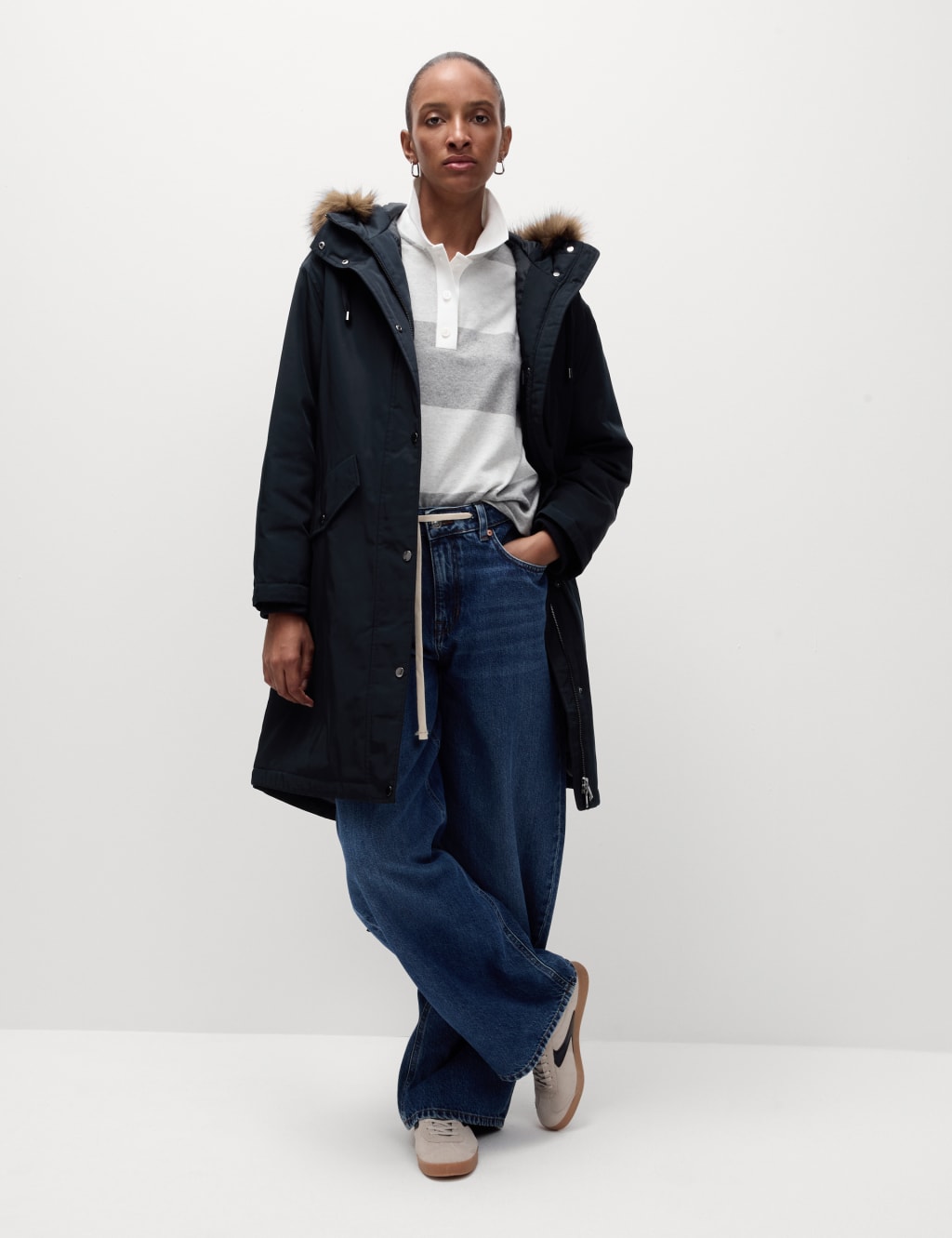 Women s Navy Coats Jackets at M S IE