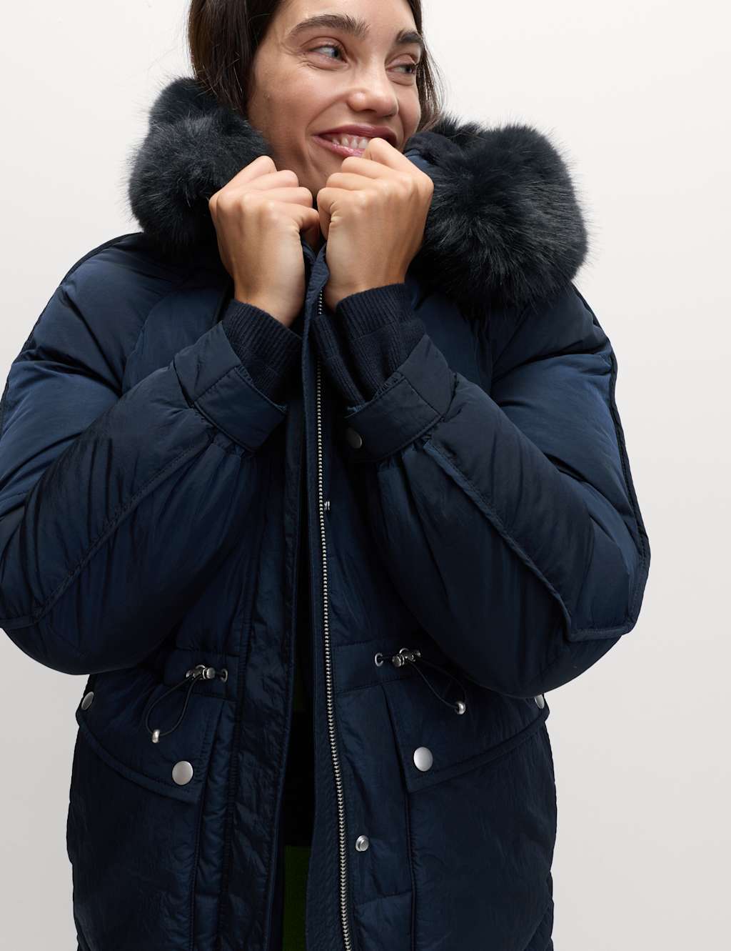 M&S Thermowarmth Puffer Coat Midnight Navy