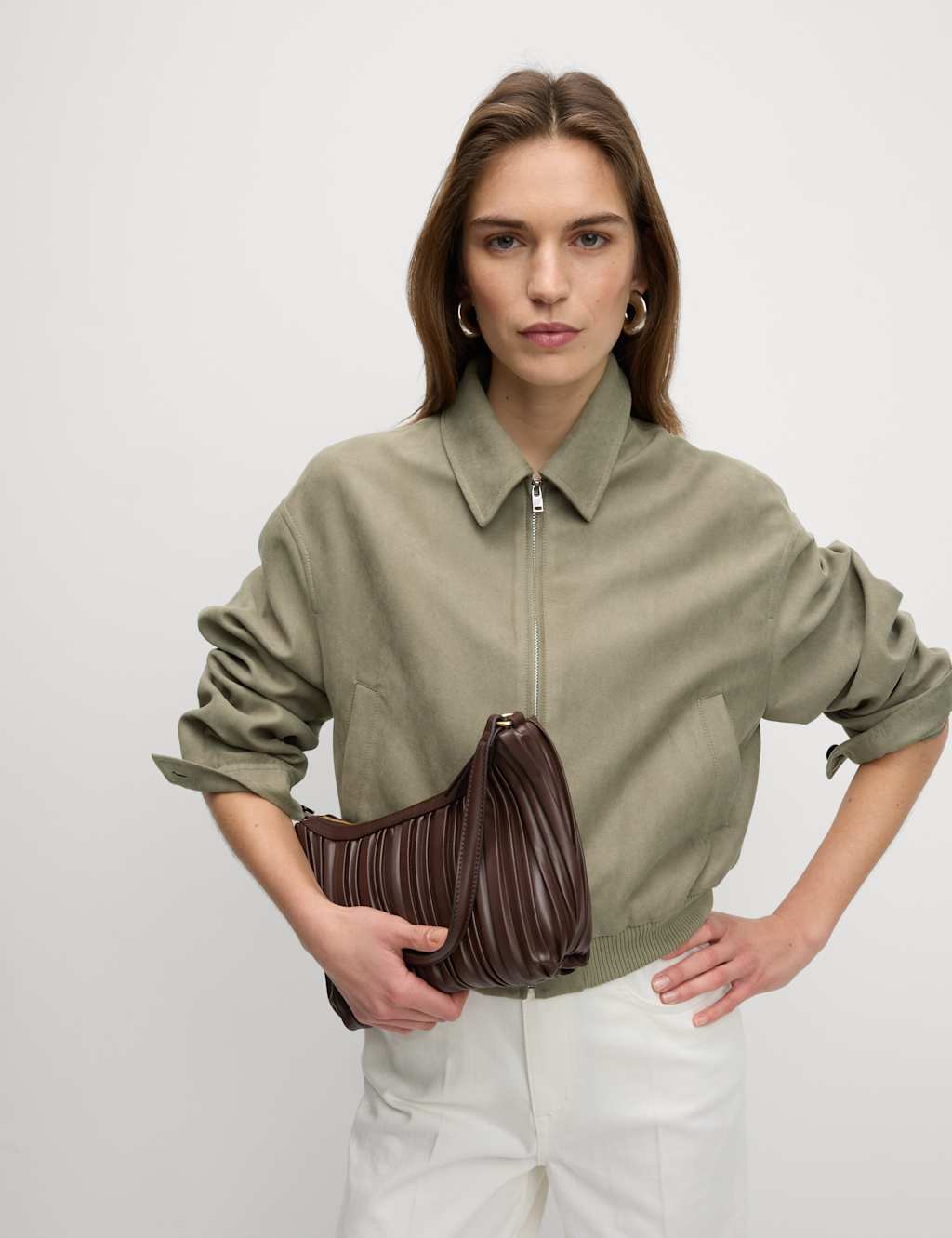 Suedette Relaxed Harrington Jacket