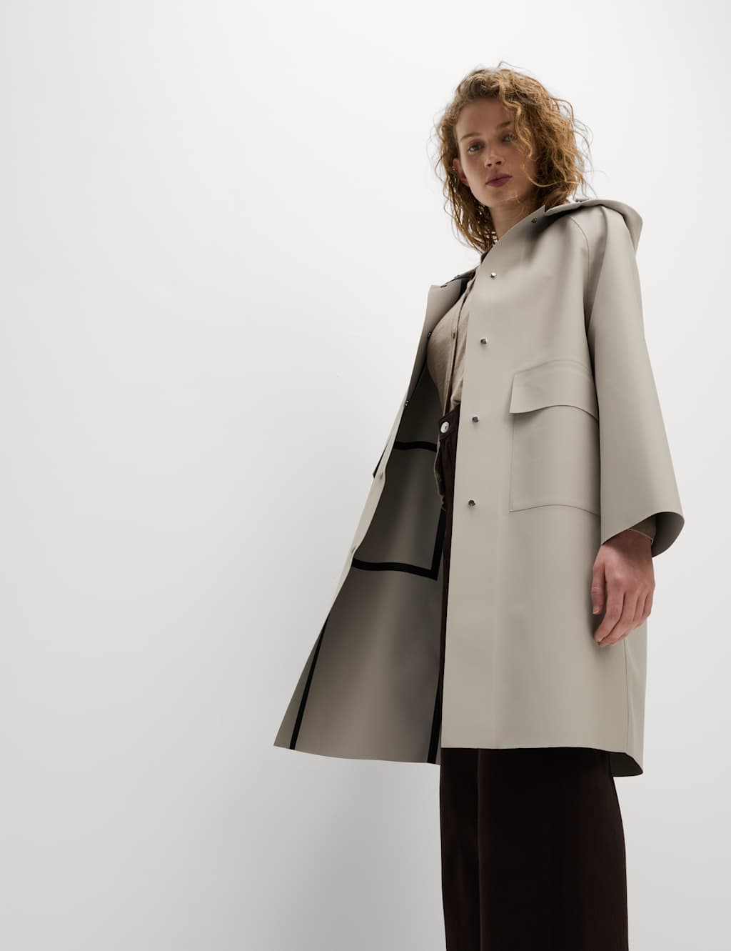 Rubber Hooded Clean Longline Parka Coat