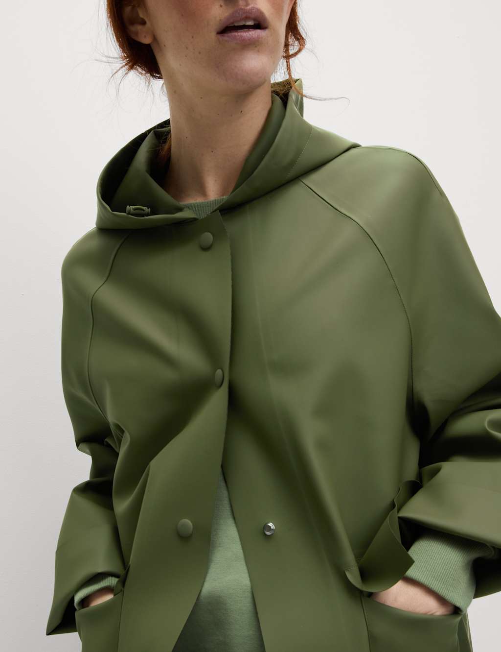 Rubber Hooded Clean Longline Parka Coat