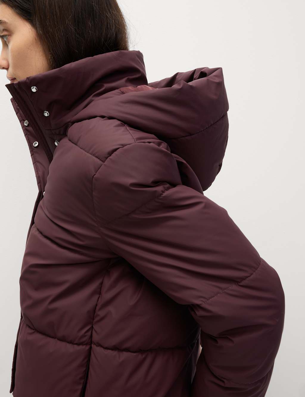 M&S Rubber Thermowarmth Padded Duvet Jacket Dark Claret
