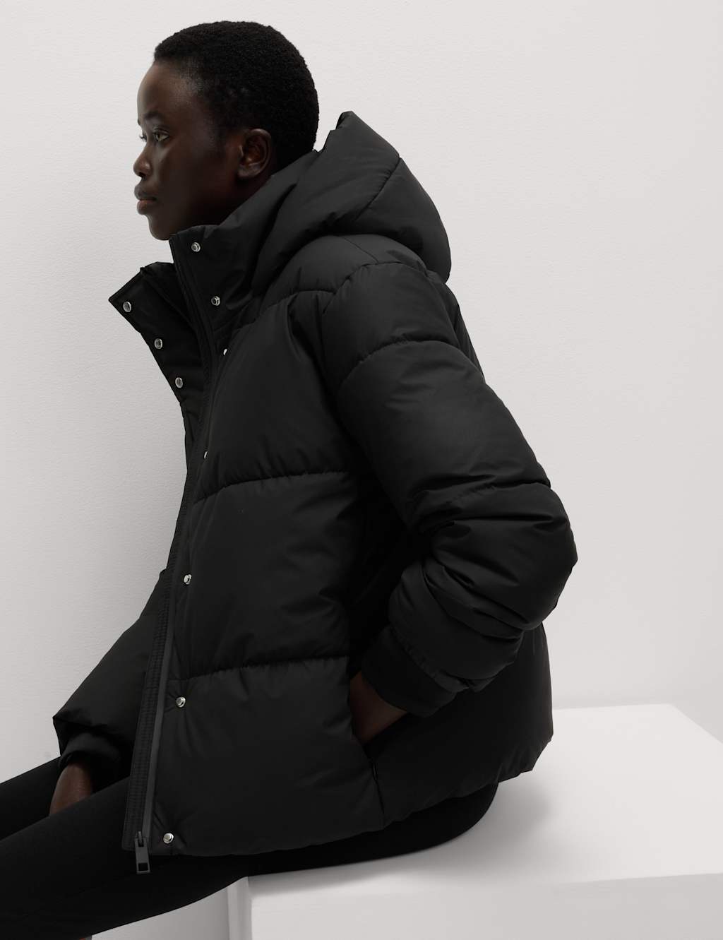 M&S Rubber Thermowarmth Padded Duvet Jacket Black