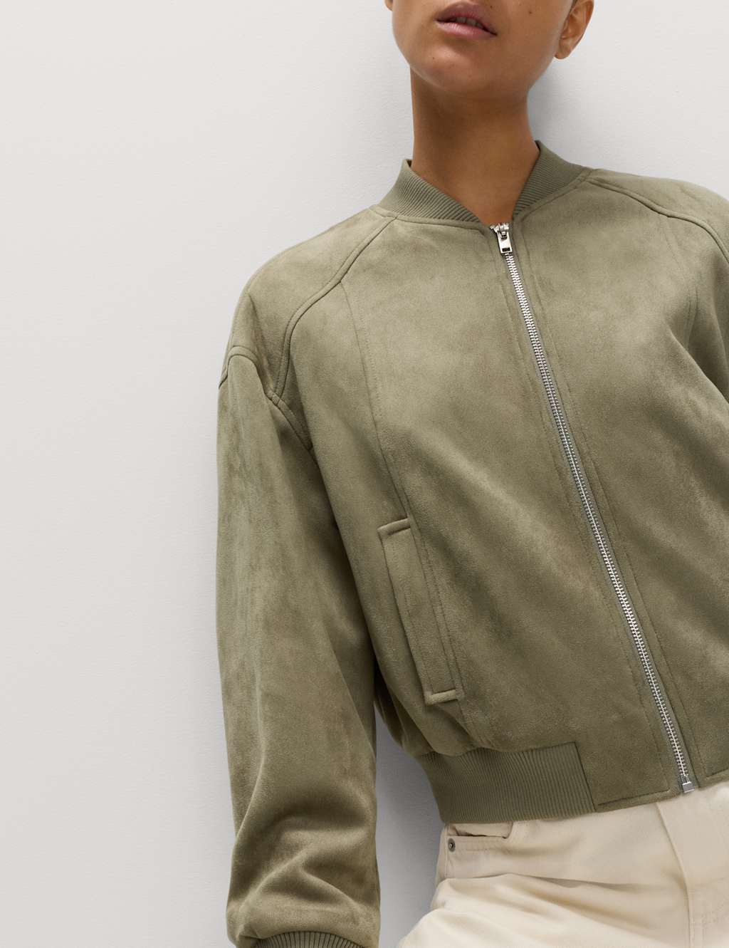 M&S Suedette Lightweight Bomber Jacket Sable