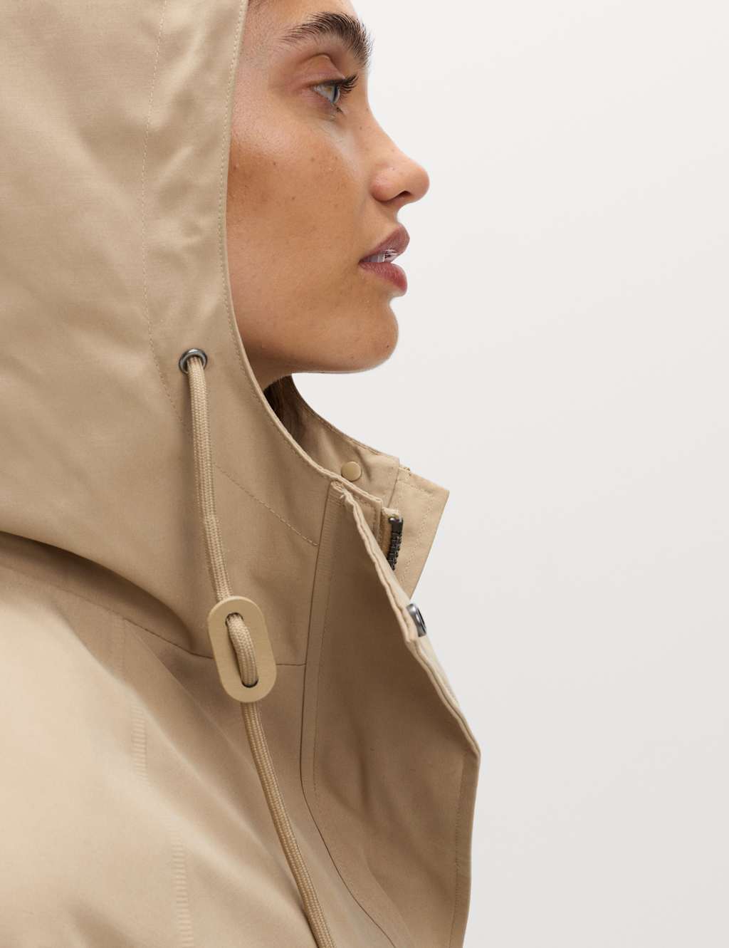 M&S Hooded Longline Rain Jacket Natural Beige
