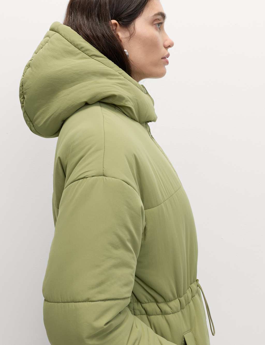 M&S Thermowarmth Hooded Longline Puffer Coat Sage