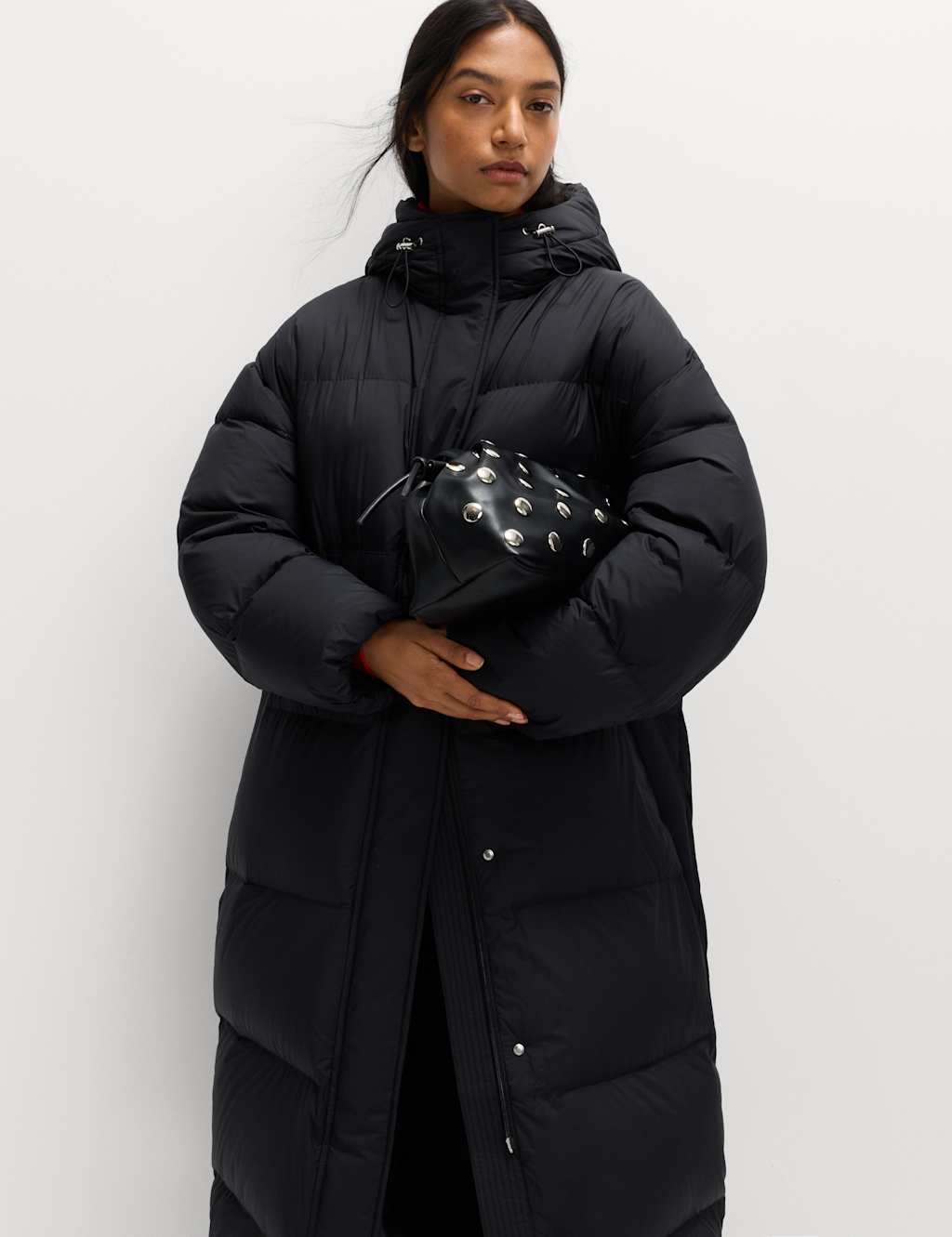 M&S Feather & Down Stormwear Padded Duvet Coat Black