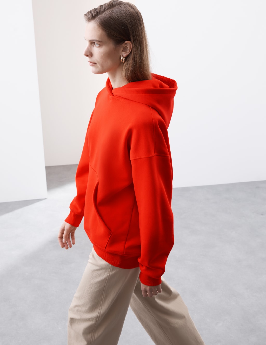 Cotton Blend Relaxed Hoodie