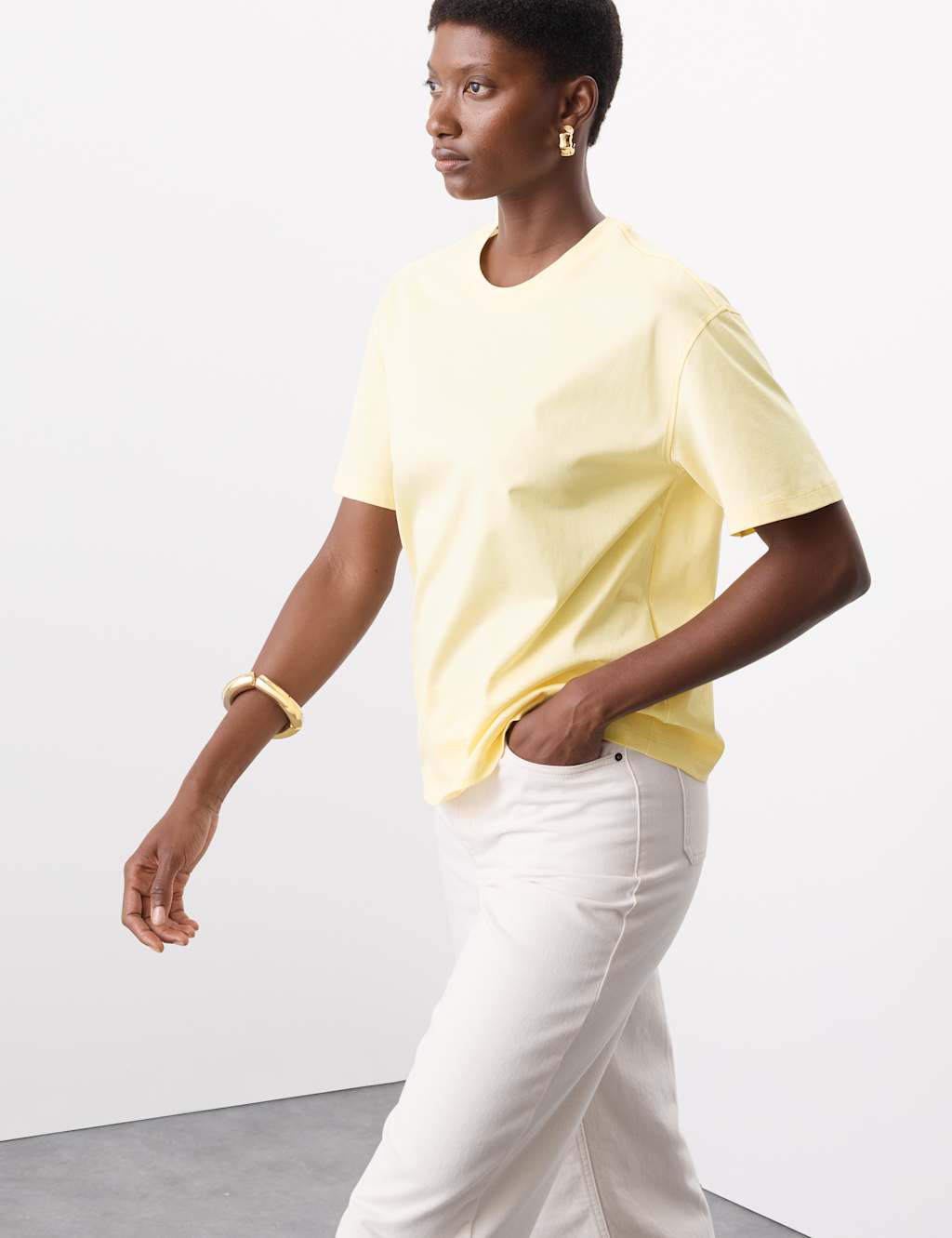 Autograph Pure Supima Cotton Relaxed T-Shirt Pale Straw