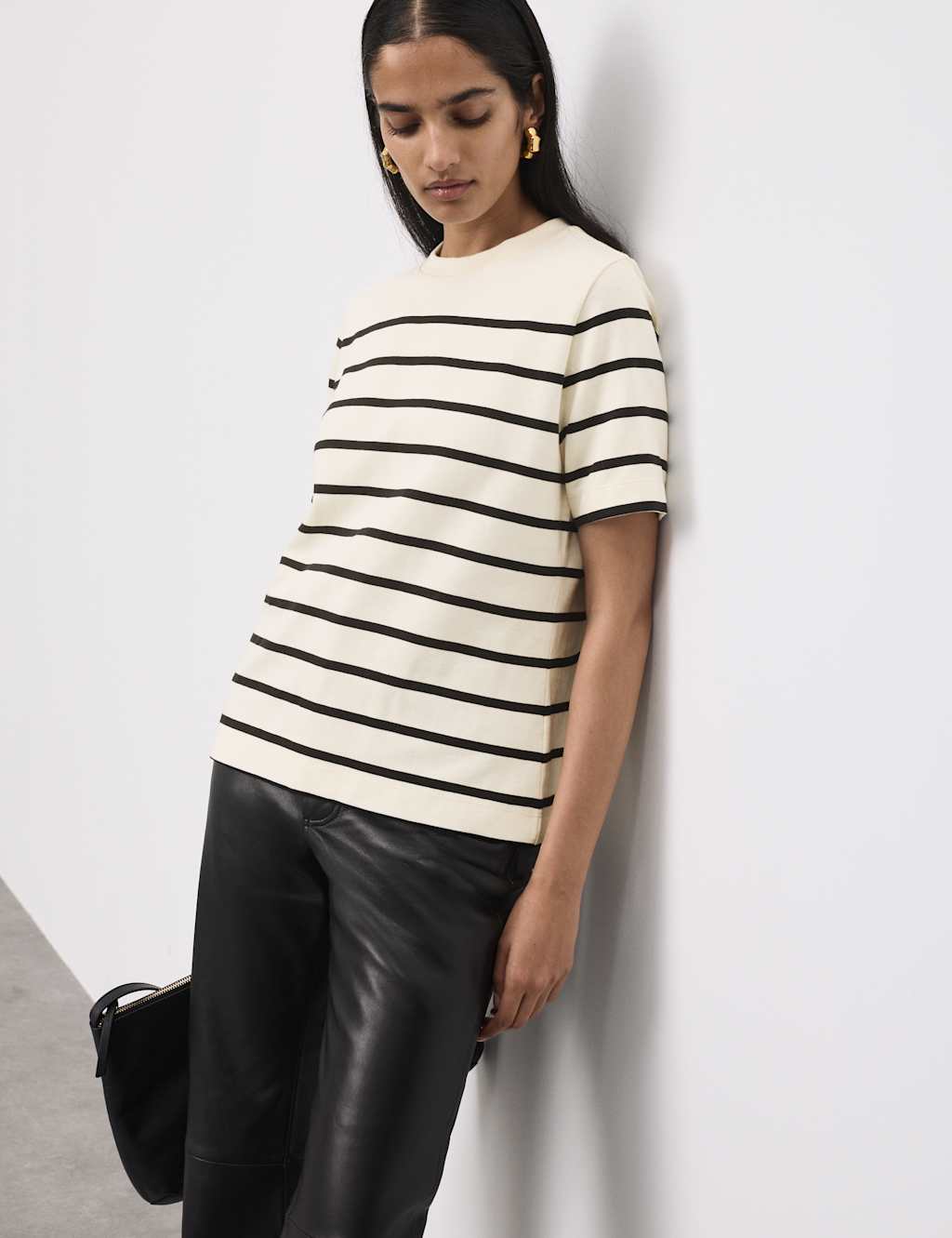 Autograph Women's Cotton Rich Striped T-Shirt - 24 - Ivory Mix