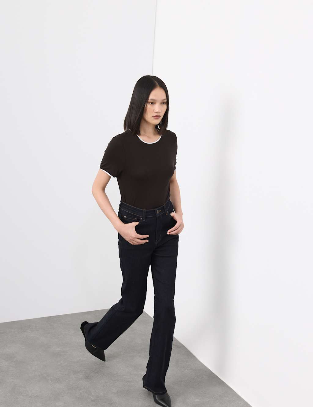 Autograph Jersey Contrast Slim Fit T-Shirt Black Mix