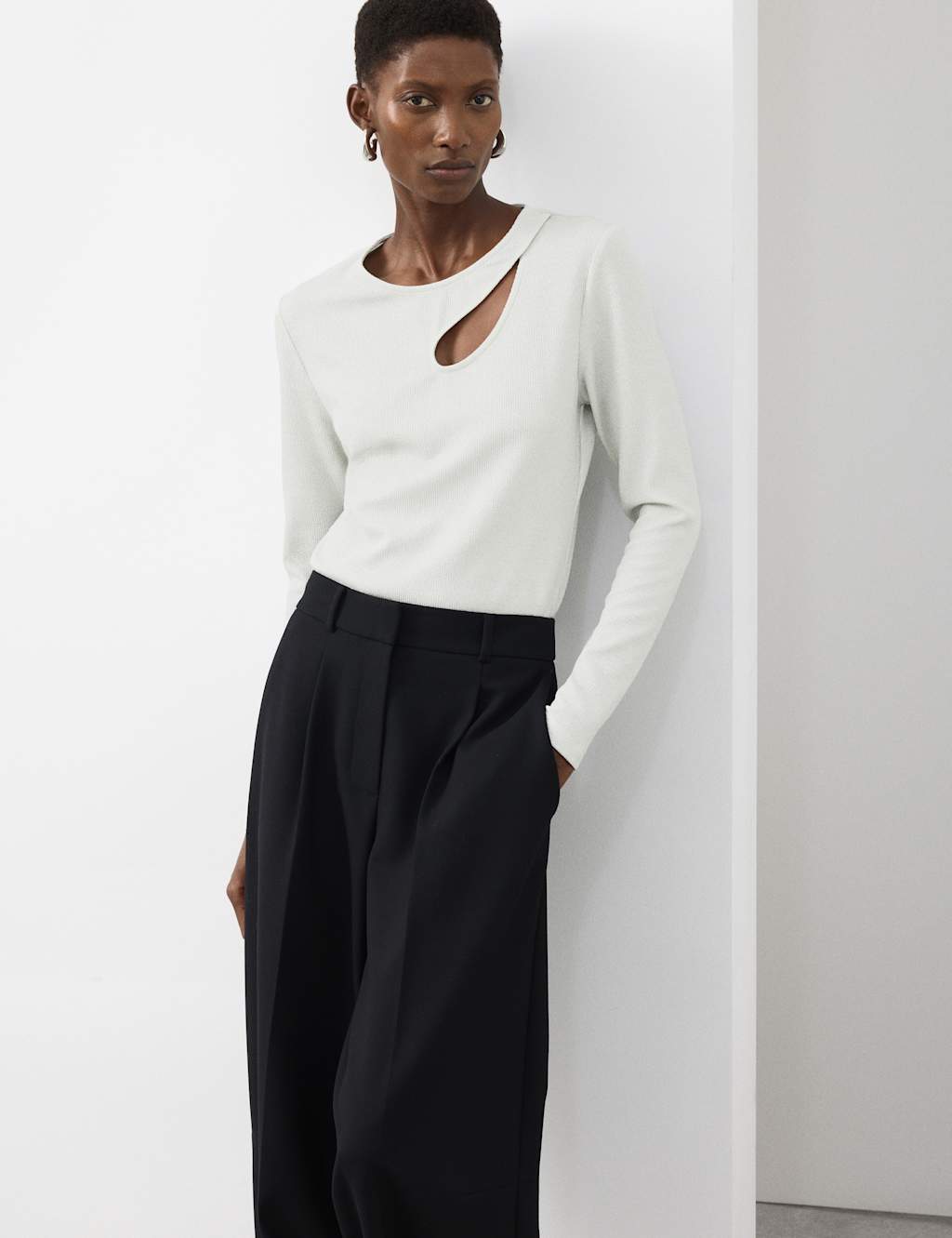 Autograph Jersey Sparkly Cut Out Top Silver Mix