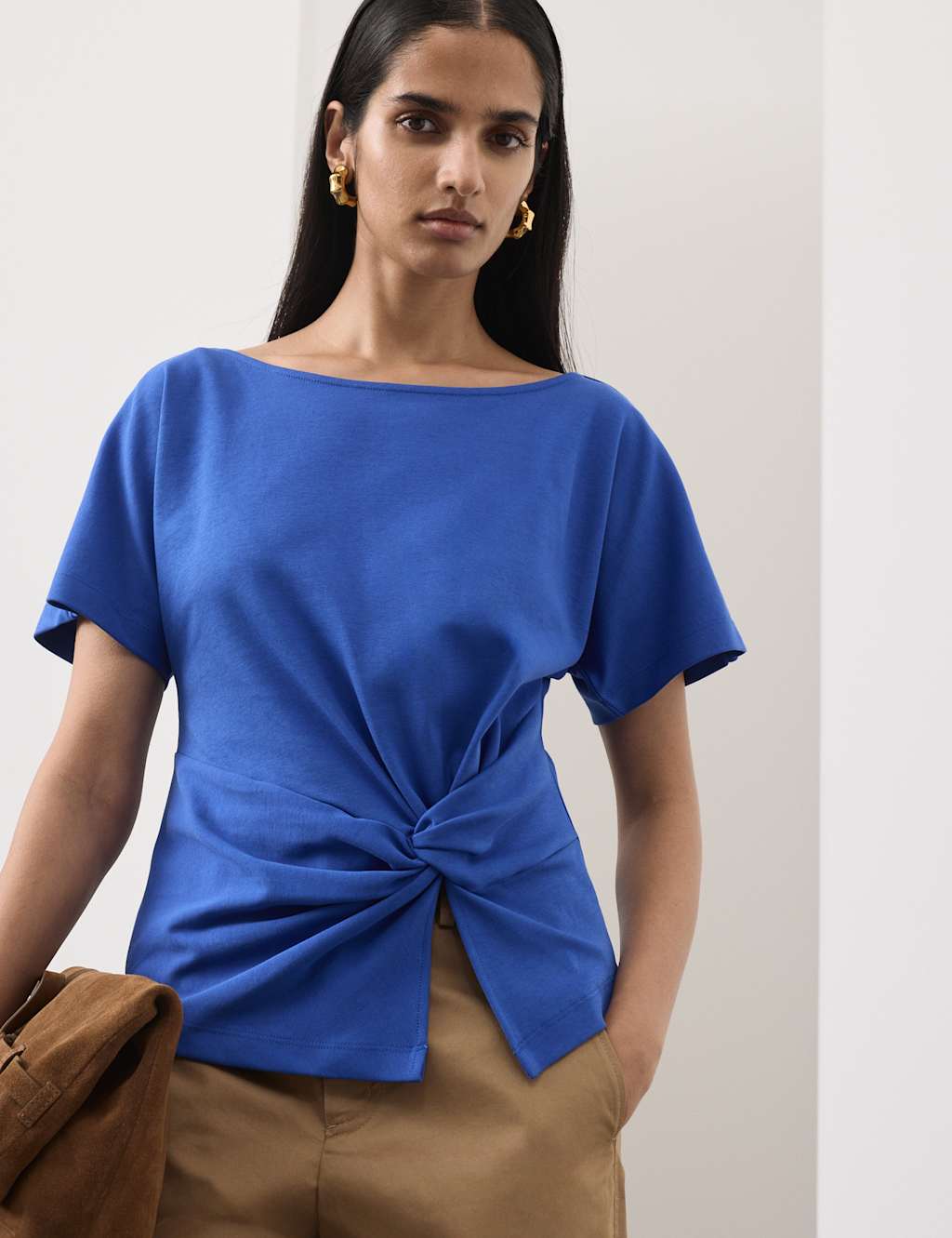 Autograph Women's Pure Cotton Asymmetric T-Shirt - 16 - Royal Blue
