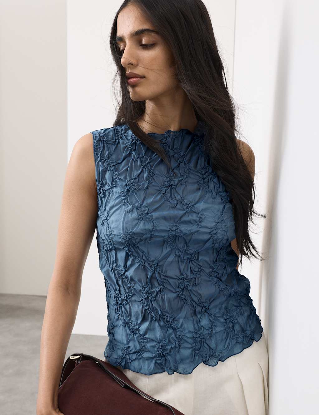 Autograph Women's Lyocell Rich Textured Vest Top - 22 - Air Force Blue