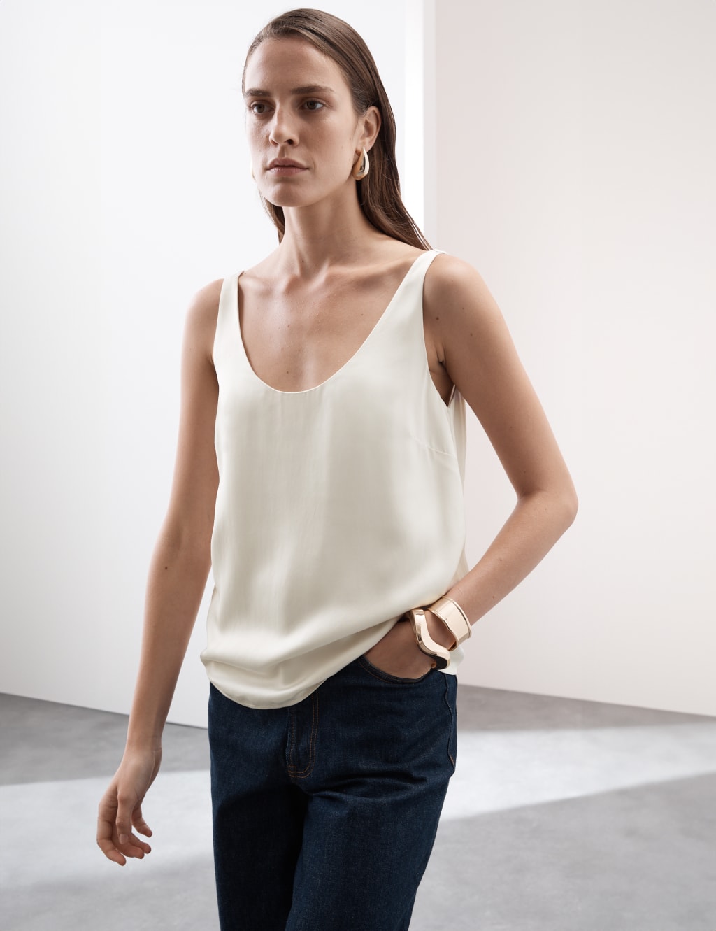 Satin Scoop Neck Cami Top