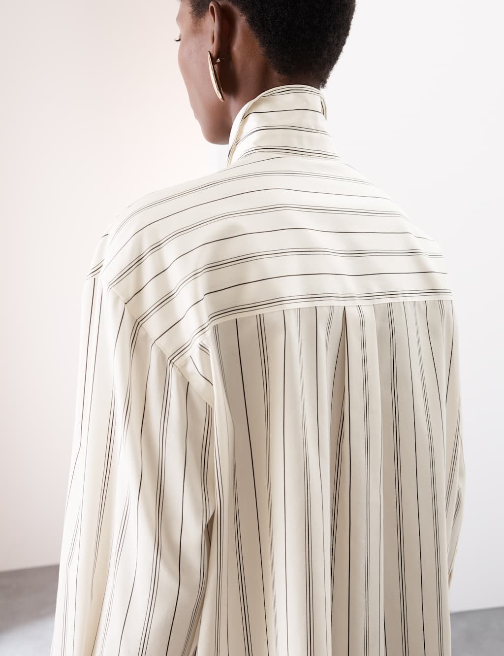 Autograph Pure Cotton Striped Shirt White Mix