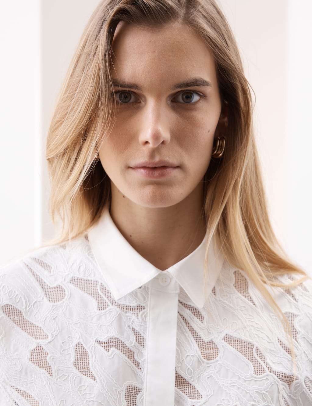 Pure Cotton Broderie Detail Relaxed Shirt